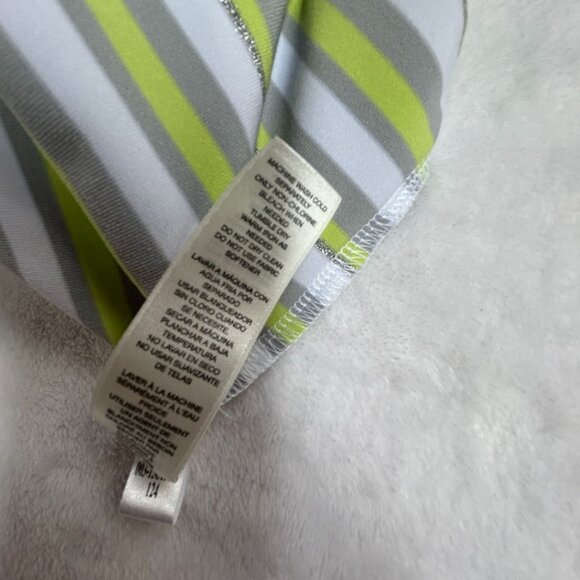 Zenergy Golf By Chico's Striped Short Sleeve 1/4 Zip Polo Shirt Top Size 2 Green - Picture 5 of 8